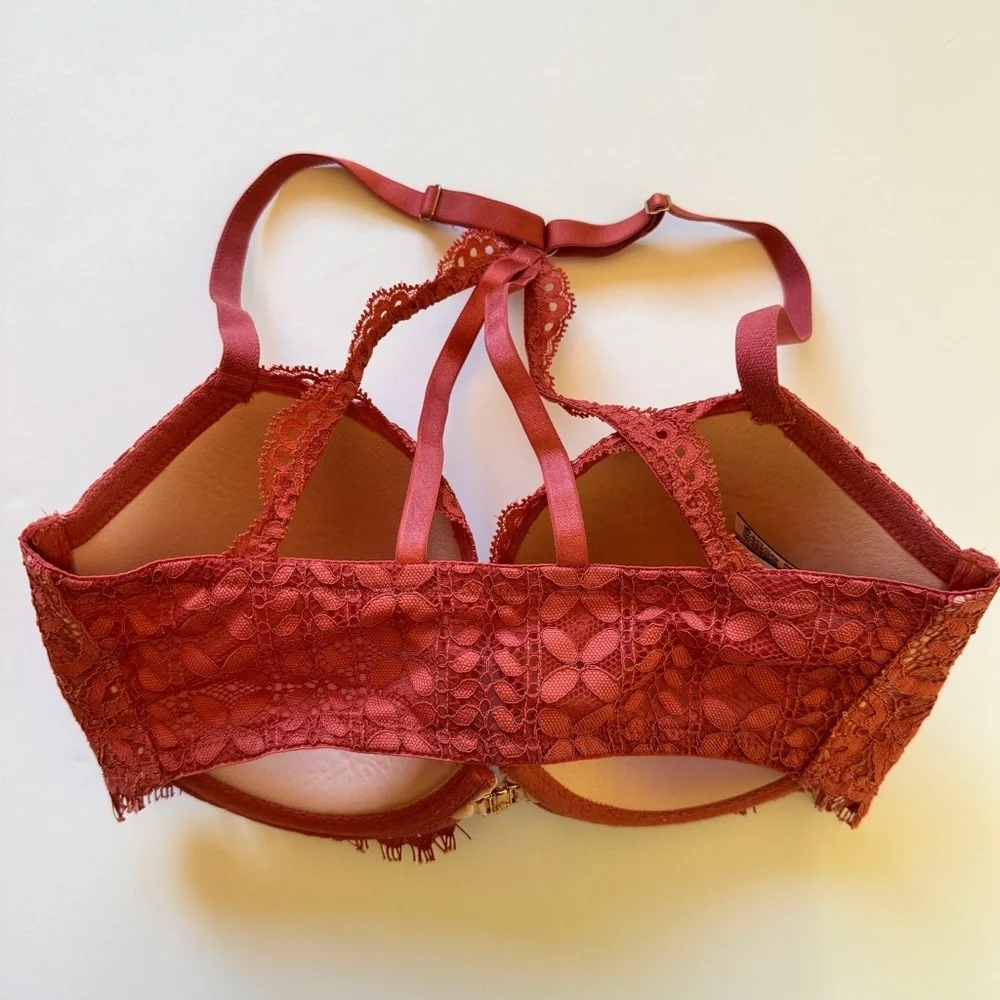 Victoria's Secret Bra Dream Angels Lined Demi Lace Racerback Front Closure 32DDD - Picture 13 of 14